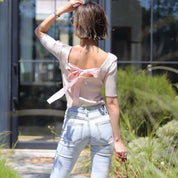 【動画あり】バックカラーリボン五分丈リブニット 4色展開 - select store mirror me【動画あり】バックカラーリボン五分丈リブニット 4色展開101996432mirror meselect store mirror me101996432ホワイト