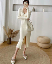 ねじれデザインネックリブニットワンピース 4色展開 - select store mirror meねじれデザインネックリブニットワンピース 4色展開155604782mirror meselect store mirror me155604782ホワイト S