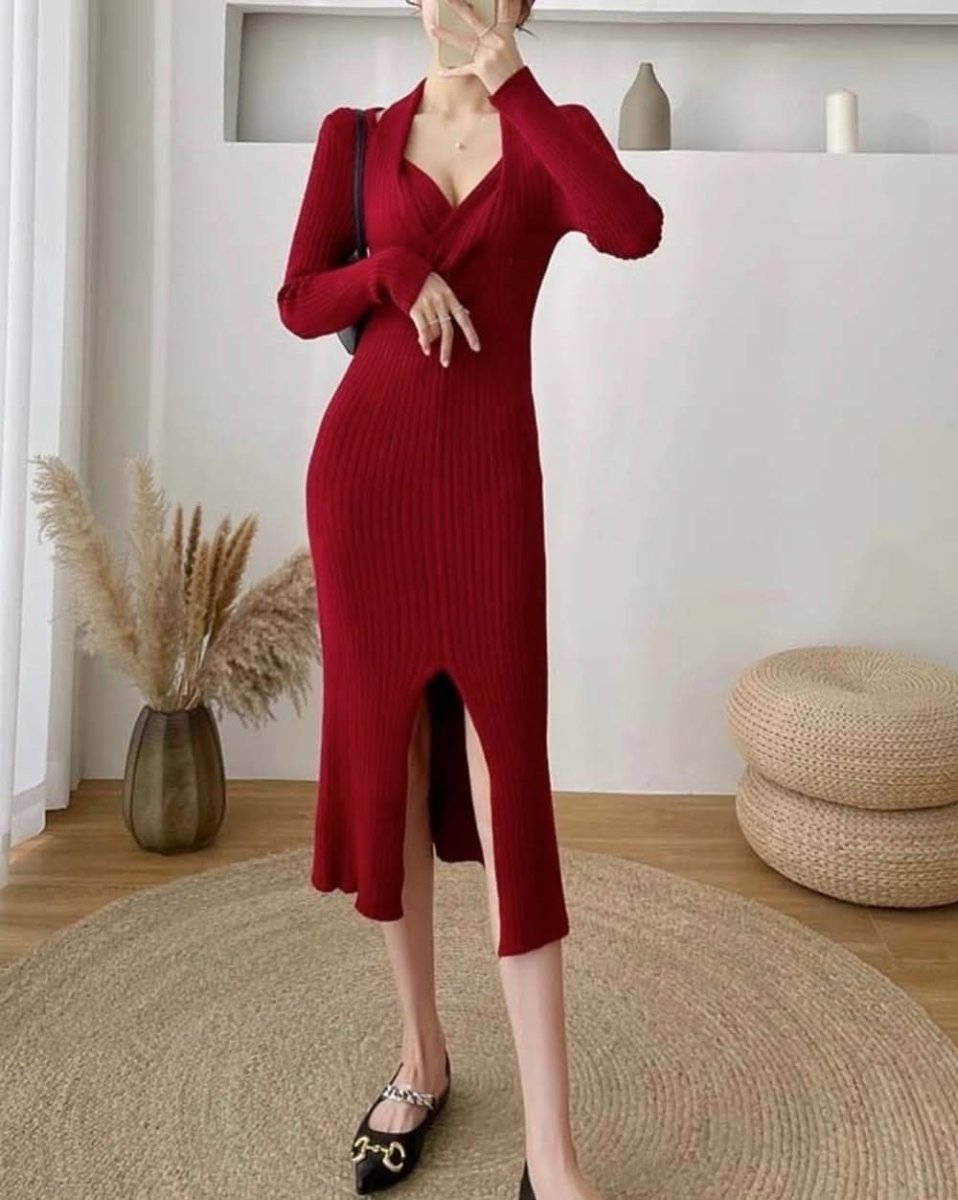 ねじれデザインネックリブニットワンピース 4色展開 - select store mirror meねじれデザインネックリブニットワンピース 4色展開155604782mirror meselect store mirror me155604782ホワイト S