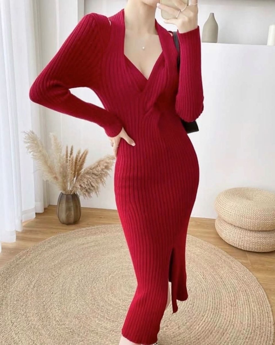 ねじれデザインネックリブニットワンピース 4色展開 - select store mirror meねじれデザインネックリブニットワンピース 4色展開155604782mirror meselect store mirror me155604782ホワイト S