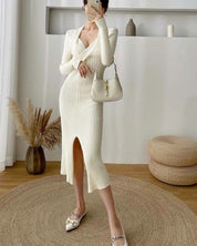 ねじれデザインネックリブニットワンピース 4色展開 - select store mirror meねじれデザインネックリブニットワンピース 4色展開155604782mirror meselect store mirror me155604782ホワイト S