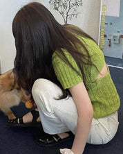 バックオープンカット半袖デザインニット 4色展開 - select store mirror meバックオープンカット半袖デザインニット 4色展開157327722mirror meselect store mirror me157327722ベージュ