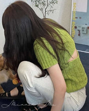 バックオープンカット半袖デザインニット 4色展開 - select store mirror meバックオープンカット半袖デザインニット 4色展開157327722mirror meselect store mirror me157327722ベージュ