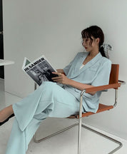 ウエストサイドリボン半袖ジャケパンセットアップ 4色展開 - select store mirror meウエストサイドリボン半袖ジャケパンセットアップ 4色展開198881127mirror meselect store mirror me198881127ライトグレーS