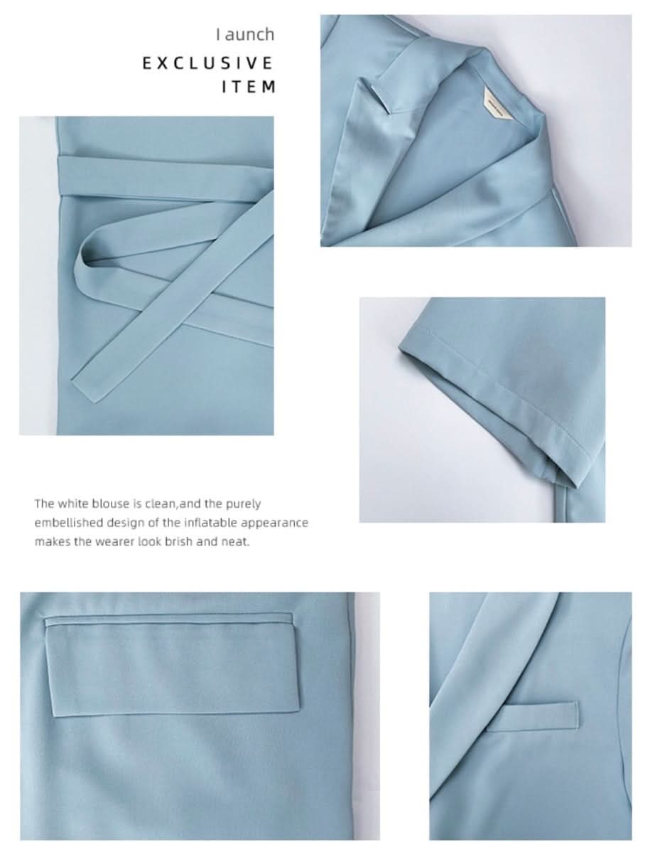 ウエストサイドリボン半袖ジャケパンセットアップ 4色展開 - select store mirror meウエストサイドリボン半袖ジャケパンセットアップ 4色展開198881127mirror meselect store mirror me198881127ライトグレーS