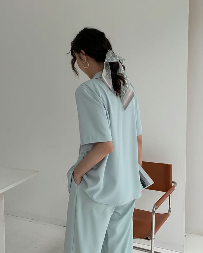 ウエストサイドリボン半袖ジャケパンセットアップ 4色展開 - select store mirror meウエストサイドリボン半袖ジャケパンセットアップ 4色展開198881127mirror meselect store mirror me198881127ライトグレーS