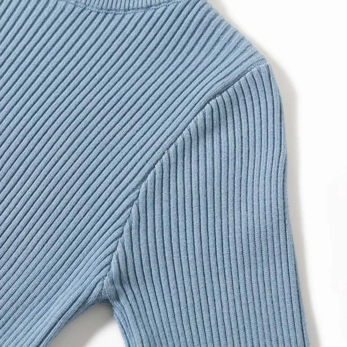 【動画あり】くすみカラーモックネックリブ切り替えワンピース 5色展開 mirror me