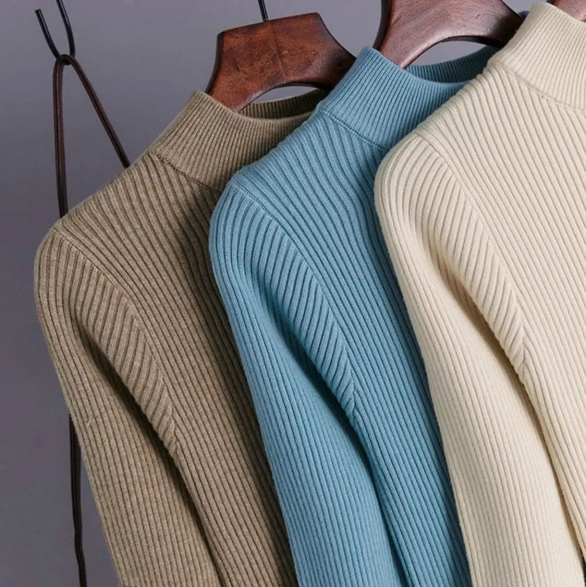 【動画あり】くすみカラーモックネックリブ切り替えワンピース 5色展開 mirror me