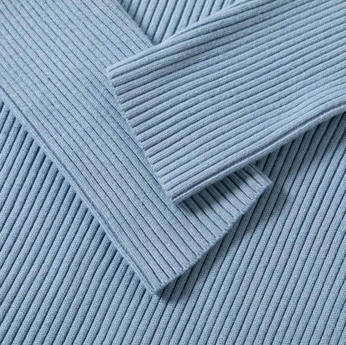 【動画あり】くすみカラーモックネックリブ切り替えワンピース 5色展開 mirror me