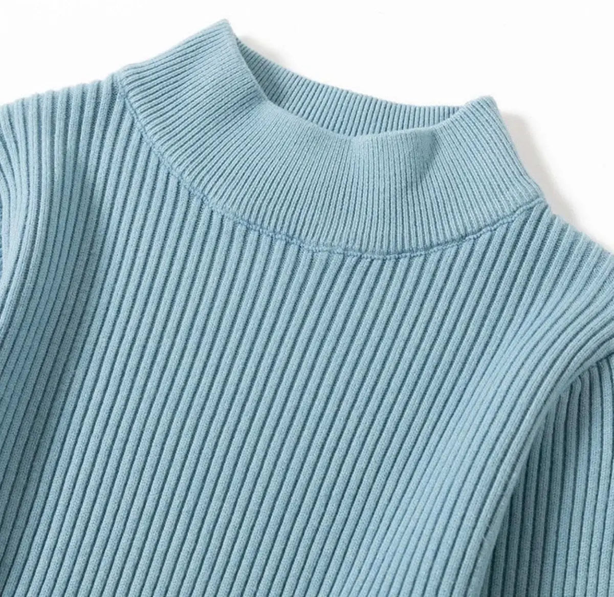 【動画あり】くすみカラーモックネックリブ切り替えワンピース 5色展開 mirror me