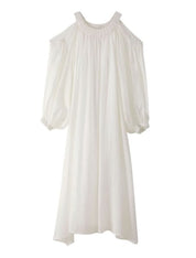 シフォンカットショルダーフレアロングワンピース 5色展開 - select store mirror meシフォンカットショルダーフレアロングワンピース 5色展開199894352mirror meselect store mirror me199894352ホワイト