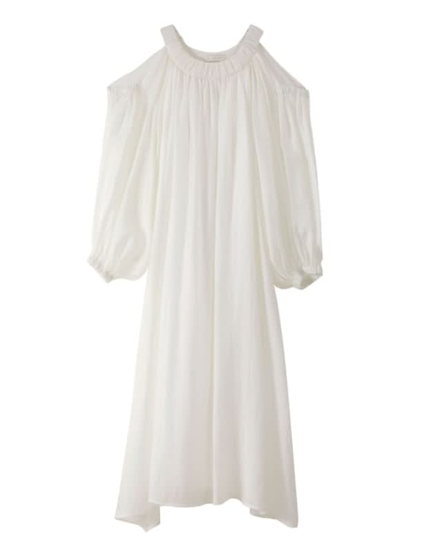 シフォンカットショルダーフレアロングワンピース 5色展開 - select store mirror meシフォンカットショルダーフレアロングワンピース 5色展開199894352mirror meselect store mirror me199894352ホワイト