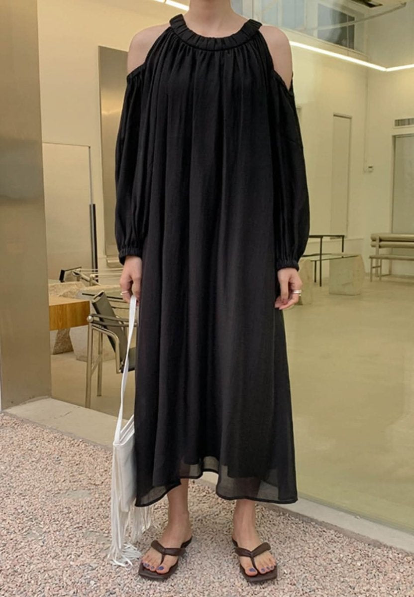 シフォンカットショルダーフレアロングワンピース 5色展開 - select store mirror meシフォンカットショルダーフレアロングワンピース 5色展開199894352mirror meselect store mirror me199894352ホワイト