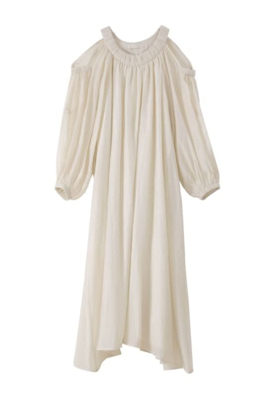 シフォンカットショルダーフレアロングワンピース 5色展開 - select store mirror meシフォンカットショルダーフレアロングワンピース 5色展開199894352mirror meselect store mirror me199894352ホワイト