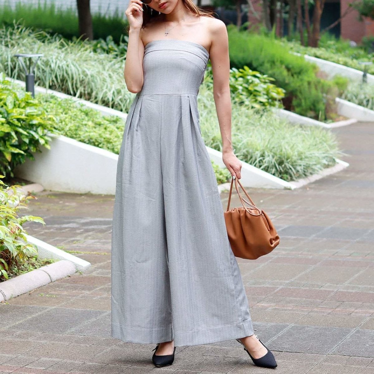 【動画あり】ベアトップグレーストライプワイドレッグロンパース - select store mirror me【動画あり】ベアトップグレーストライプワイドレッグロンパース52695563mirror meselect store mirror me52695563XS