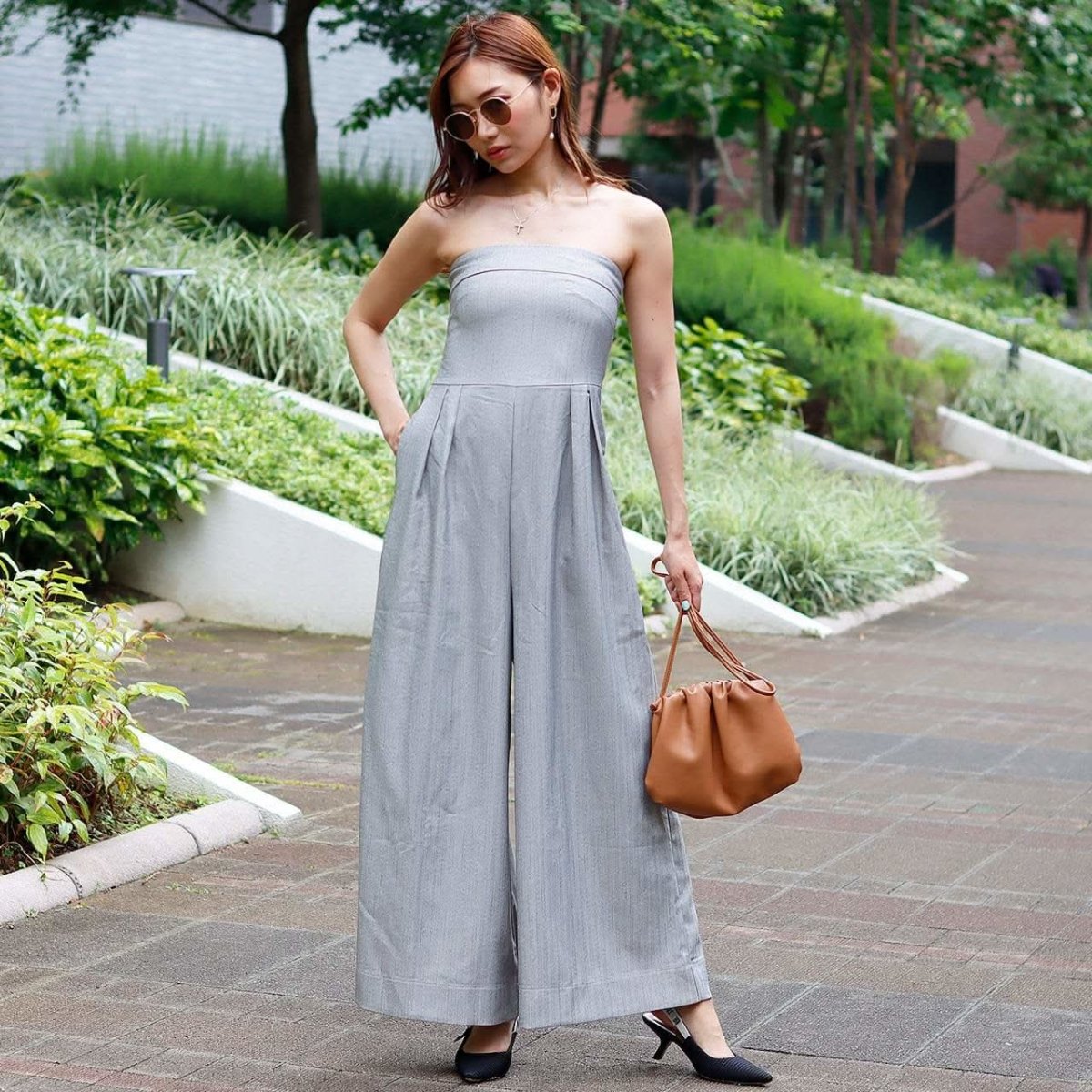 【動画あり】ベアトップグレーストライプワイドレッグロンパース - select store mirror me【動画あり】ベアトップグレーストライプワイドレッグロンパース52695563mirror meselect store mirror me52695563XS