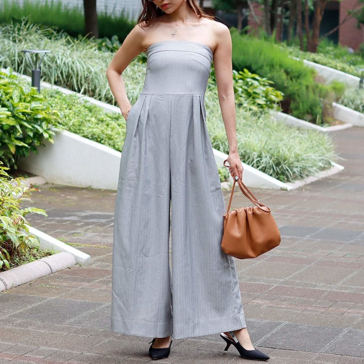 【動画あり】ベアトップグレーストライプワイドレッグロンパース - select store mirror me【動画あり】ベアトップグレーストライプワイドレッグロンパース52695563mirror meselect store mirror me52695563XS