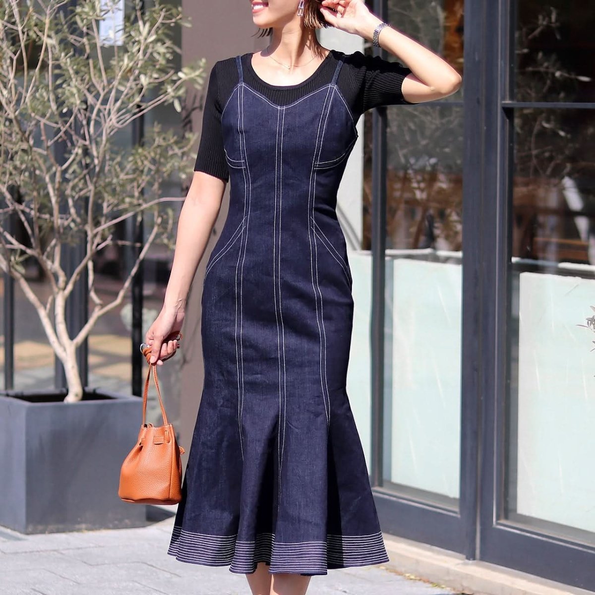 <インスタグラマー様ご愛用><伸縮性抜群>美シルエットマーメイドラインデニムワンピース - select store mirror me<インスタグラマー様ご愛用><伸縮性抜群>美シルエットマーメイドラインデニムワンピース52760900mirror meselect store mirror me52760900S