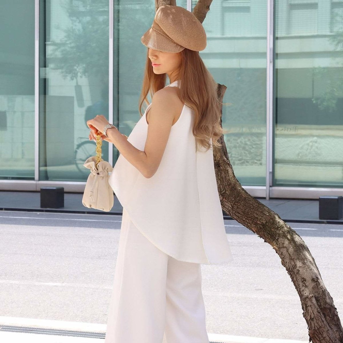 【動画あり】アメリカンネックホワイトワイドレッグロンパース - select store mirror me【動画あり】アメリカンネックホワイトワイドレッグロンパース74477820mirror meselect store mirror me74477820S