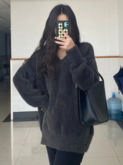 ミンクVネックニット