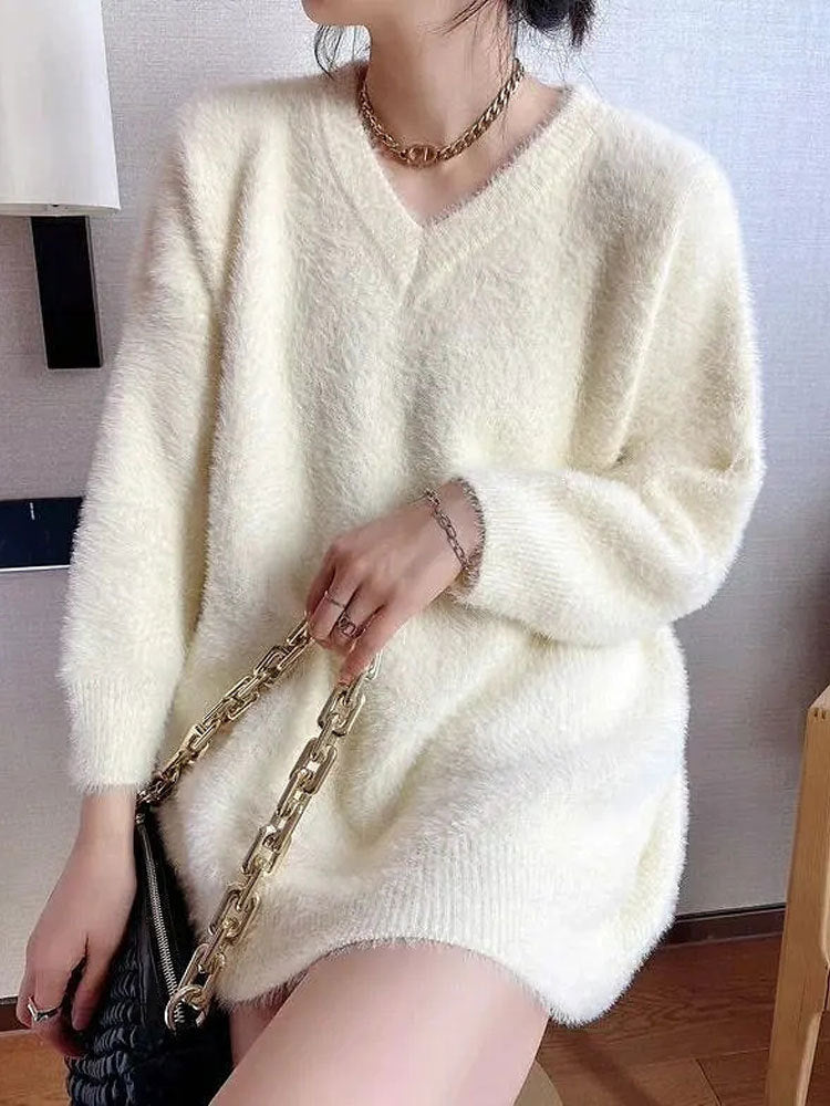 ミンクVネックニット