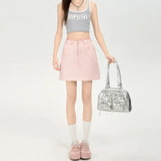 新作 春夏 ハイウエスト ピンクデニム Aラインミニスカートハーフボディスカート - select store mirror me新作 春夏 ハイウエスト ピンクデニム Aラインミニスカートハーフボディスカートselect store mirror meselect store mirror me5:361386;14:1052MPink