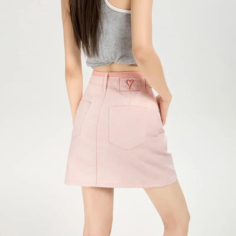 新作 春夏 ハイウエスト ピンクデニム Aラインミニスカートハーフボディスカート - select store mirror me新作 春夏 ハイウエスト ピンクデニム Aラインミニスカートハーフボディスカートselect store mirror meselect store mirror me5:361386;14:1052MPink