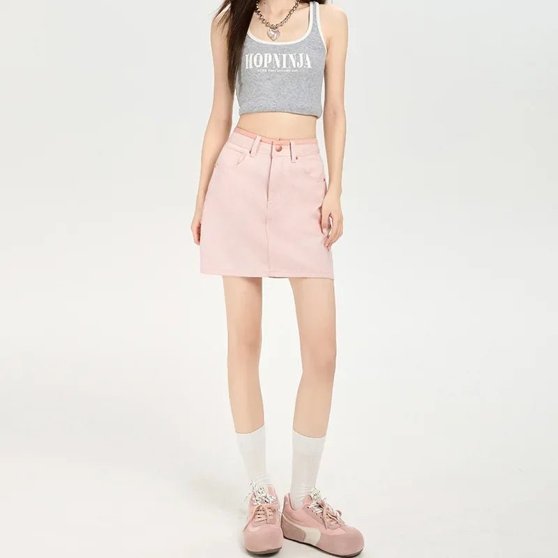 新作 春夏 ハイウエスト ピンクデニム Aラインミニスカートハーフボディスカート - select store mirror me新作 春夏 ハイウエスト ピンクデニム Aラインミニスカートハーフボディスカートselect store mirror meselect store mirror me5:361386;14:1052MPink