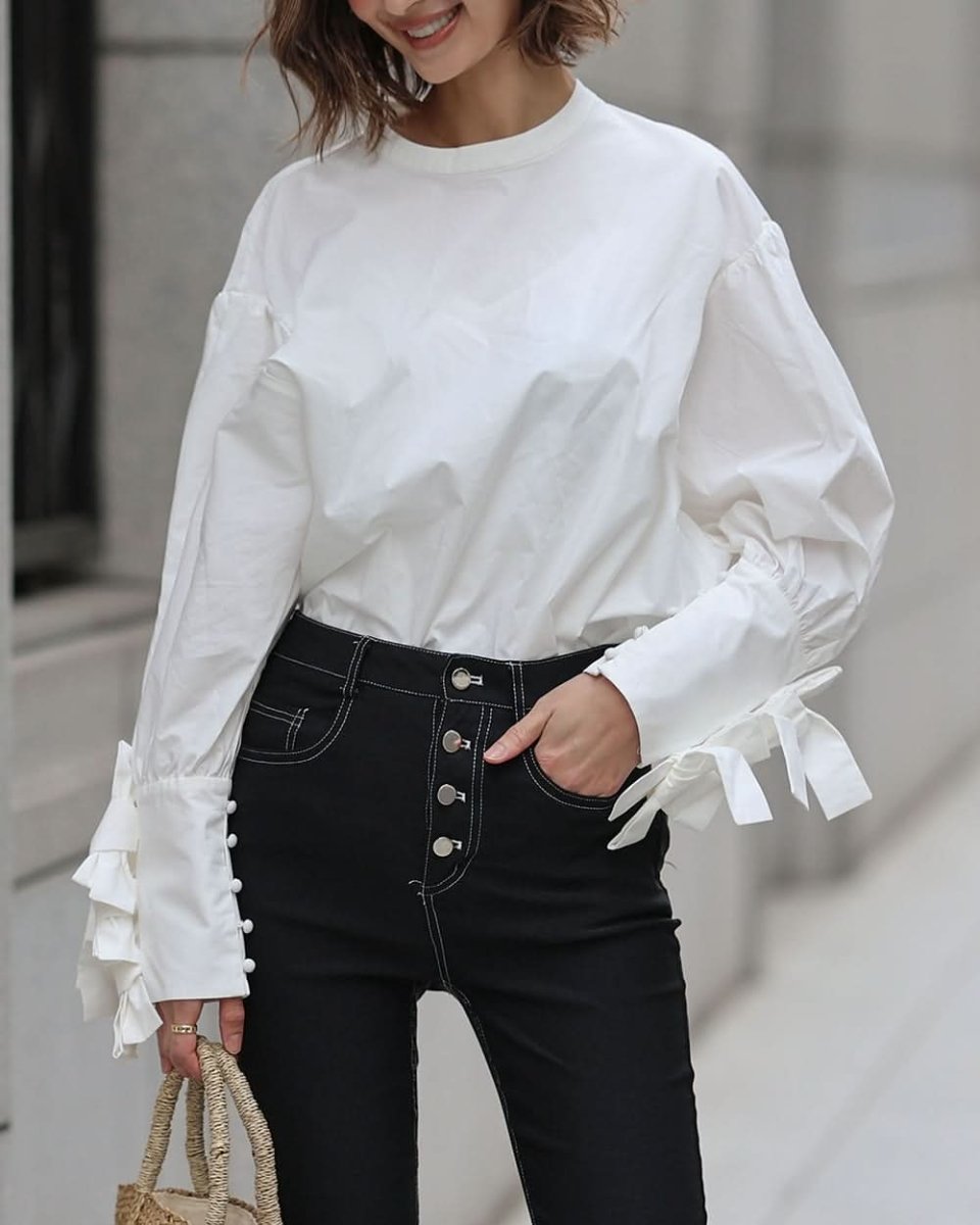 【動画あり】トリプルリボンスリーブKiKiブラウス - select store mirror me【動画あり】トリプルリボンスリーブKiKiブラウス203504896mirror meselect store mirror me203504896S