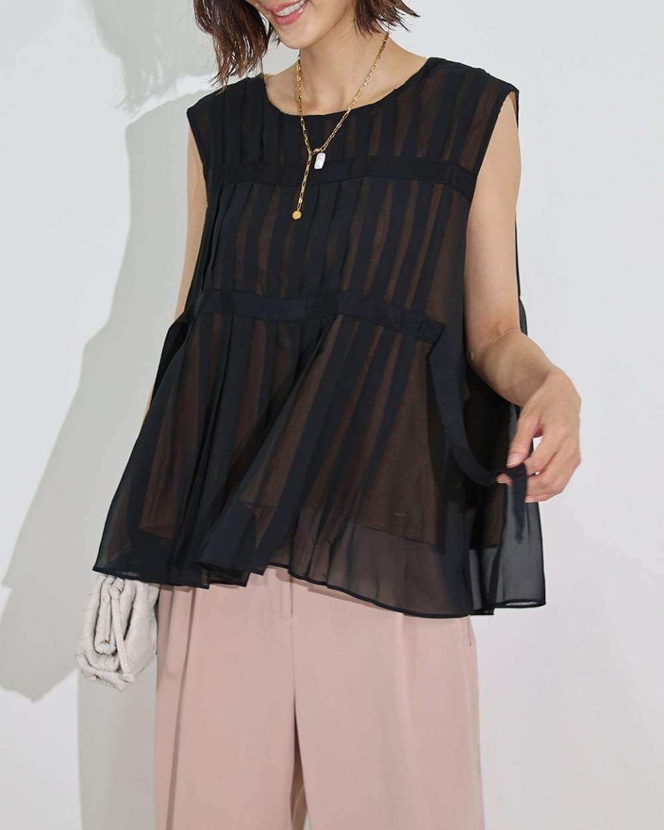 <Lサイズ1点即納><サイズ展開豊富>【動画あり】上質プリーツブラックシースルーフレアトップス - select store mirror me<Lサイズ1点即納><サイズ展開豊富>【動画あり】上質プリーツブラックシースルーフレアトップス194555354mirror meselect store mirror me194555354M
