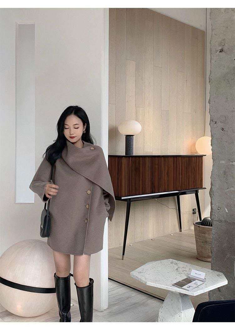 <グレージュMサイズ1点即納>【高品質ウール】高品質ウールドレープポンチョ風コート 2色展開 - select store mirror me<グレージュMサイズ1点即納>【高品質ウール】高品質ウールドレープポンチョ風コート 2色展開196077434mirror meselect store mirror me196077434グレージュS