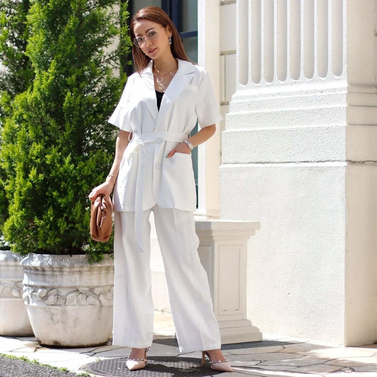 <ブラウンMサイズ1点ずつ即納>【動画あり】ウエストボタンベルト美シルエットセットアップ 3色展開 - select store mirror me<ブラウンMサイズ1点ずつ即納>【動画あり】ウエストボタンベルト美シルエットセットアップ 3色展開194486976mirror meselect store mirror me194486976ホワイト M