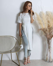 <Mサイズ1点即納><伸縮性抜群>【動画あり】裾カット&ダメージハイライトデニムパンツ - select store mirror me<Mサイズ1点即納><伸縮性抜群>【動画あり】裾カット&ダメージハイライトデニムパンツ194554058mirror meselect store mirror me194554058XS