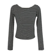 【大人気】バックカッティングオープンボーダートップス mirror me