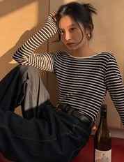 【大人気】バックカッティングオープンボーダートップス mirror me