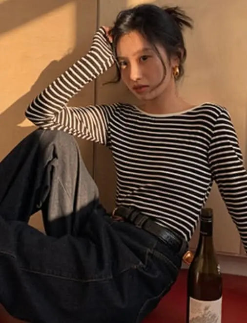 【大人気】バックカッティングオープンボーダートップス mirror me