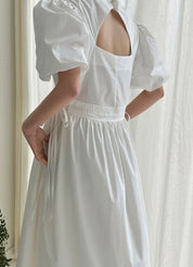 バックカットパフスリーブホワイトワンピース - select store mirror meバックカットパフスリーブホワイトワンピースmirror meselect store mirror meフリーサイズ