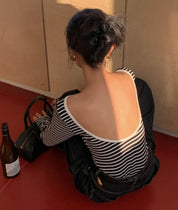 【大人気】バックカッティングオープンボーダートップス - select store mirror me【大人気】バックカッティングオープンボーダートップスmirror meselect store mirror meフリーサイズ