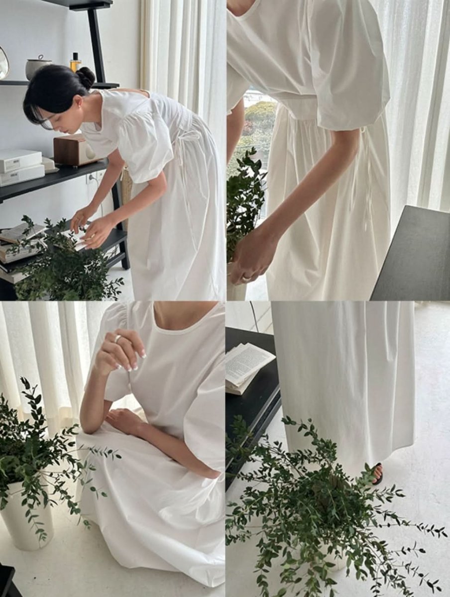 バックカットパフスリーブホワイトワンピース - select store mirror meバックカットパフスリーブホワイトワンピースmirror meselect store mirror meフリーサイズ