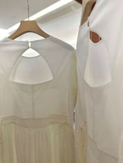 バックカットパフスリーブホワイトワンピース - select store mirror meバックカットパフスリーブホワイトワンピースmirror meselect store mirror meフリーサイズ