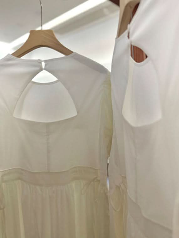 バックカットパフスリーブホワイトワンピース - select store mirror meバックカットパフスリーブホワイトワンピースmirror meselect store mirror meフリーサイズ