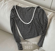 【大人気】バックカッティングオープンボーダートップス - select store mirror me【大人気】バックカッティングオープンボーダートップスmirror meselect store mirror meフリーサイズ