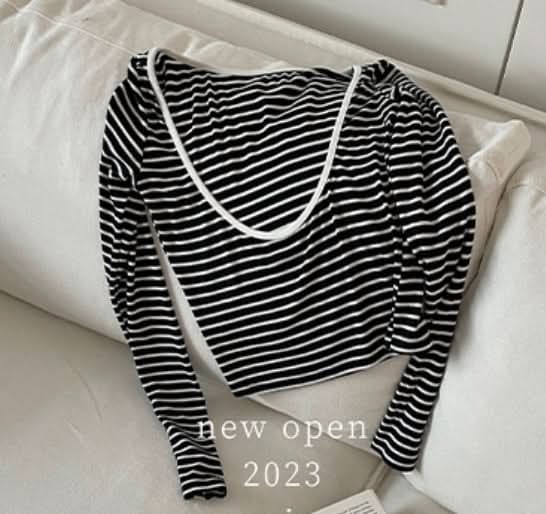 【大人気】バックカッティングオープンボーダートップス - select store mirror me【大人気】バックカッティングオープンボーダートップスmirror meselect store mirror meフリーサイズ