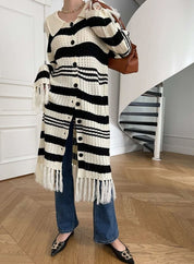 【動画あり】コアヤーン素材ボーダーフリンジニットカーディガン - select store mirror me【動画あり】コアヤーン素材ボーダーフリンジニットカーディガンmirror meselect store mirror meフリーサイズ