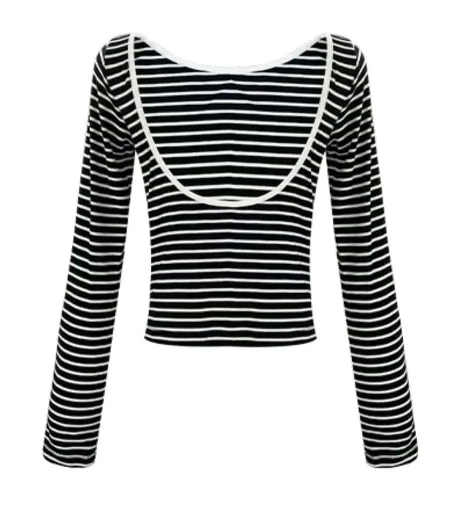 【大人気】バックカッティングオープンボーダートップス mirror me