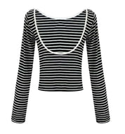 【大人気】バックカッティングオープンボーダートップス mirror me