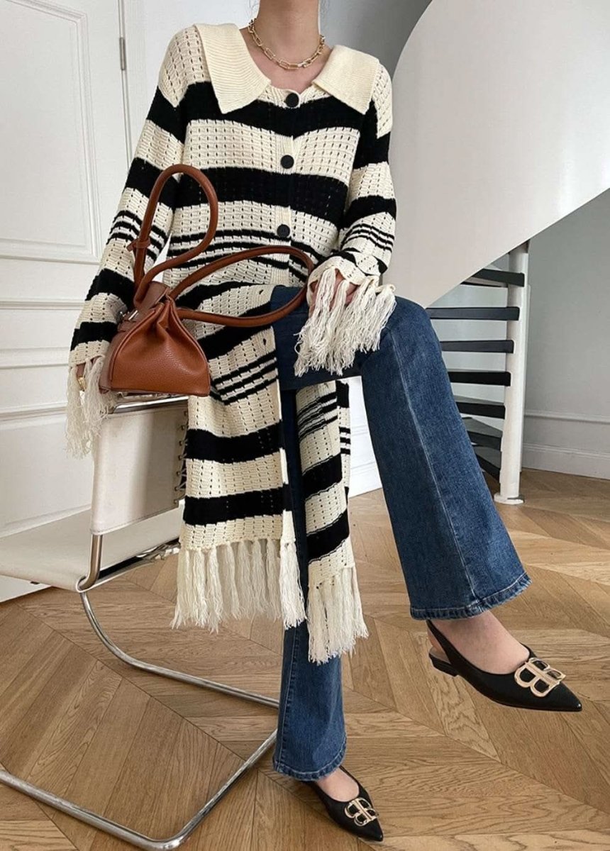 【動画あり】コアヤーン素材ボーダーフリンジニットカーディガン - select store mirror me【動画あり】コアヤーン素材ボーダーフリンジニットカーディガンmirror meselect store mirror meフリーサイズ