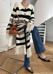 【動画あり】コアヤーン素材ボーダーフリンジニットカーディガン - select store mirror me【動画あり】コアヤーン素材ボーダーフリンジニットカーディガンmirror meselect store mirror meフリーサイズ