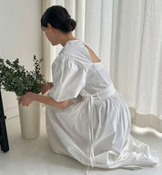 バックカットパフスリーブホワイトワンピース - select store mirror meバックカットパフスリーブホワイトワンピースmirror meselect store mirror meフリーサイズ