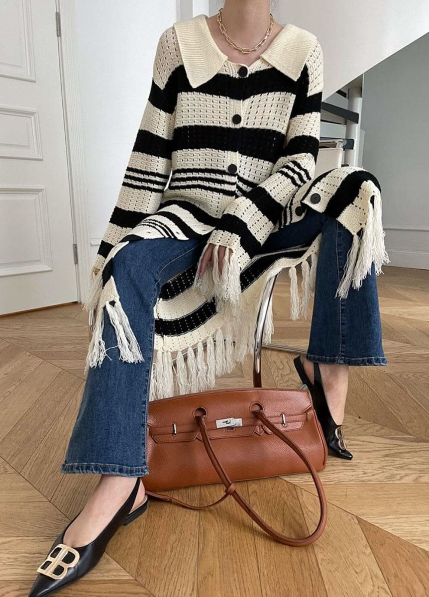 【動画あり】コアヤーン素材ボーダーフリンジニットカーディガン - select store mirror me【動画あり】コアヤーン素材ボーダーフリンジニットカーディガンmirror meselect store mirror meフリーサイズ